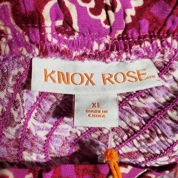 Knox Rose Women's Sleeveless One Shoulder A-Line Maxi Dress Magenta Geome XL - Picture 4 of 9